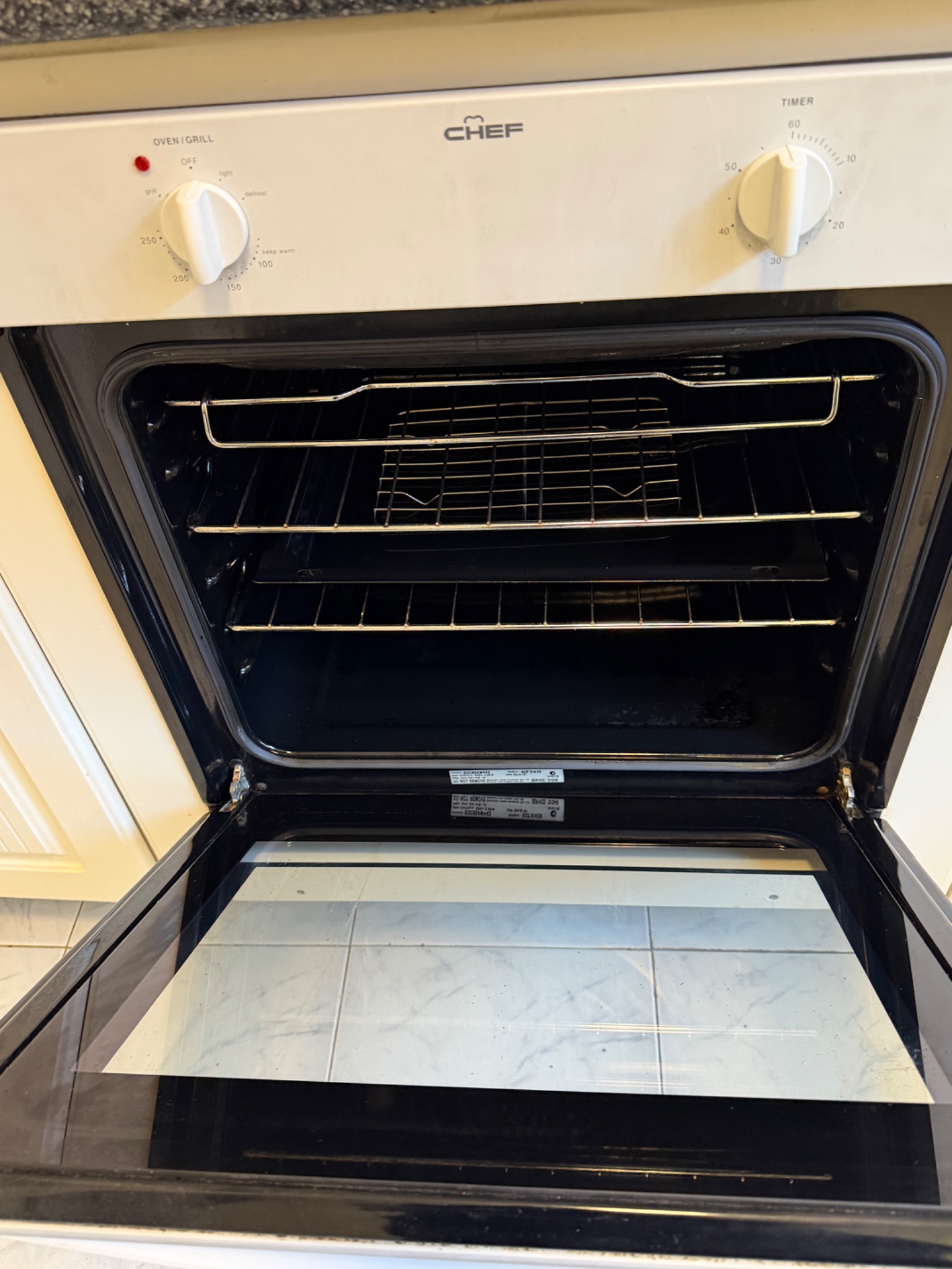 Oven professionally cleaned inside and out
